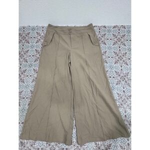 Anewsta Curve Khaki Tan Wide Leg Trousers High Waist Pleated Pants 1XL